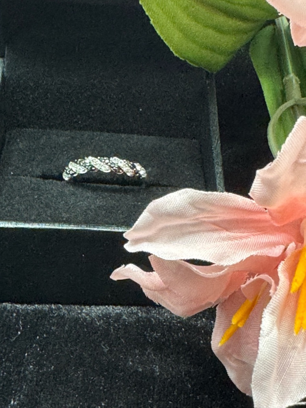 Onyx and White Sapphire Ring- Women Jewelry